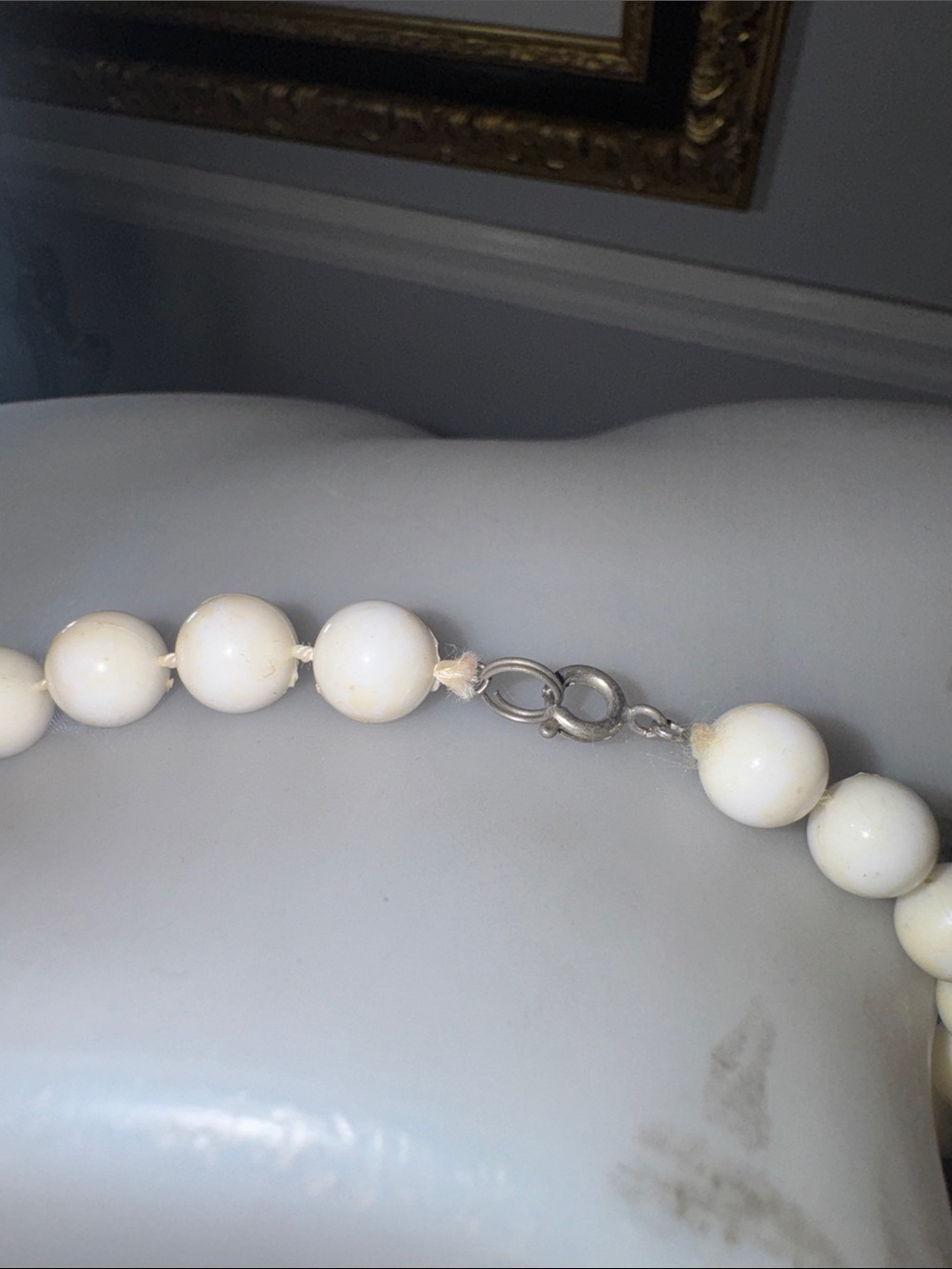 Classic Cream Bead Necklace - Women's Jewelry - Picture 4 of 4